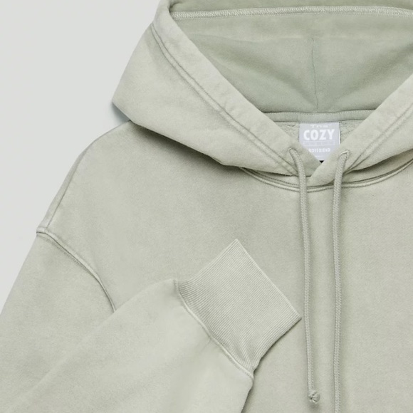 Aritzia TNA Cozy Fleece Boyfriend hoodie in colour Storm Dusky Green - Picture 4 of 5